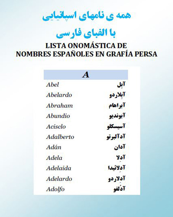 Nombre españoles escritos en persa